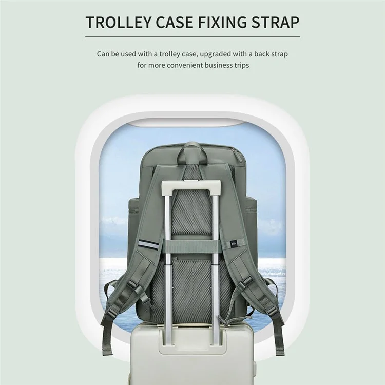 OUTWALK 7716-1 Stylish Travel Backpack Oxford Cloth Laptop Daypack with Shoe Compartment - Army Green