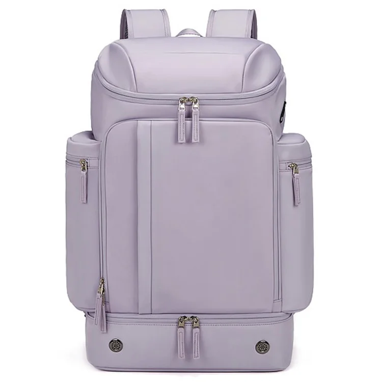 OUTWALK 7716-1 Stylish Travel Backpack Oxford Cloth Laptop Daypack with Shoe Compartment - Purple