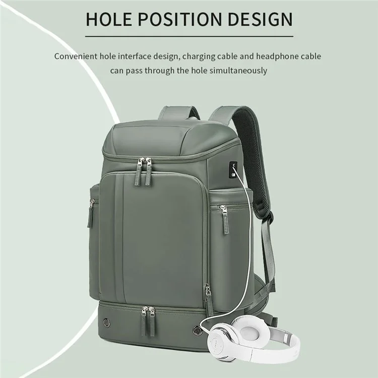 OUTWALK 7716-1 Stylish Travel Backpack Oxford Cloth Laptop Daypack with Shoe Compartment - Purple