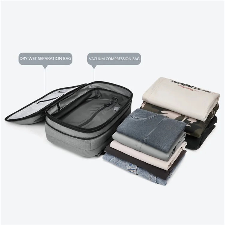 OUTWALK 7705 Kompressions-Reiserucksack Oxfordstoff Herren-Laptoptasche Daypack - Hellgrau