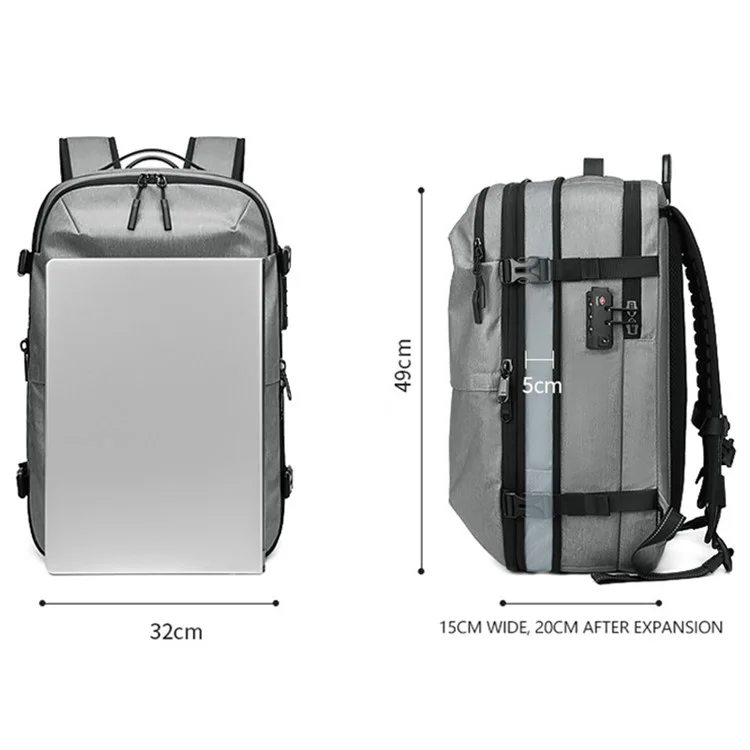 OUTWALK 7705 Kompressions-Reiserucksack Oxfordstoff Herren-Laptoptasche Daypack - Hellgrau