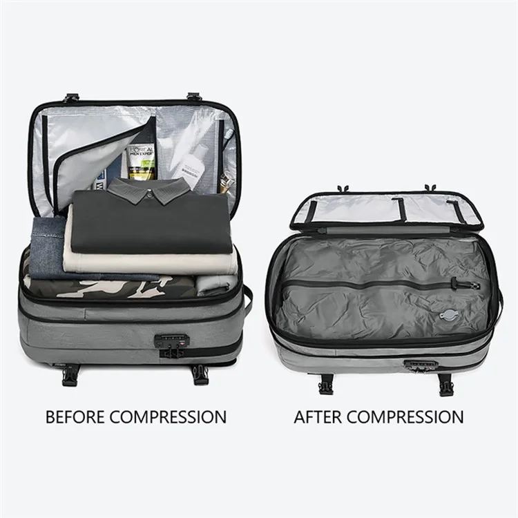 OUTWALK 7705 Compression Travel Backpack Oxford Cloth Men's Laptop Bag Daypack - Blue