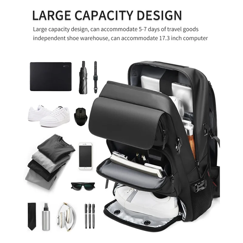 OUTWALK ALTW7768# 22-Inch Men's Outdoor Climbing Bag Large Capacity Travel Backpack - Black