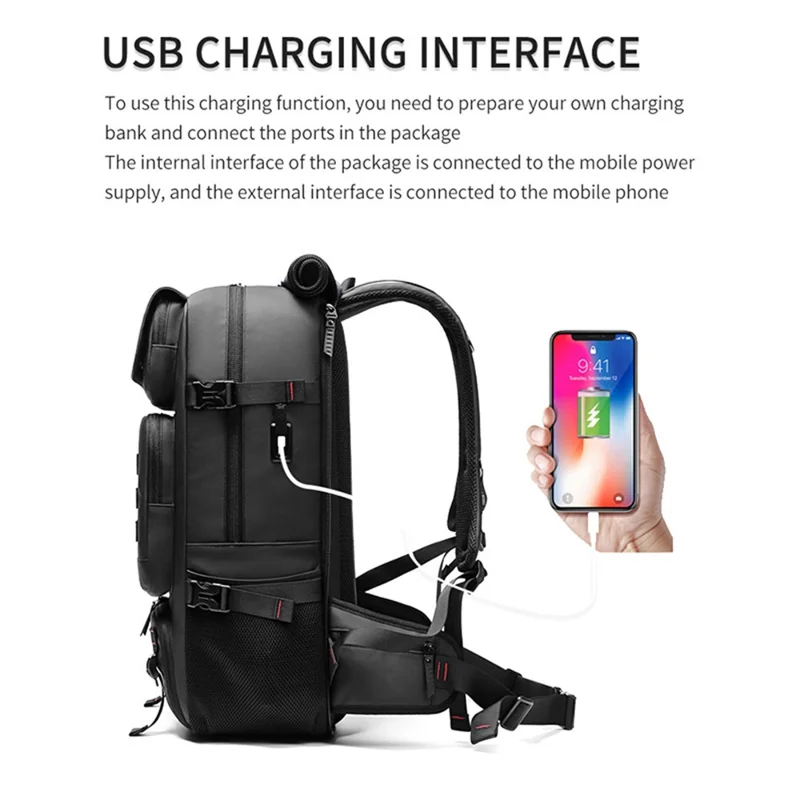 OUTWALK ALTW7768# 22-Inch Men's Outdoor Climbing Bag Large Capacity Travel Backpack - Black