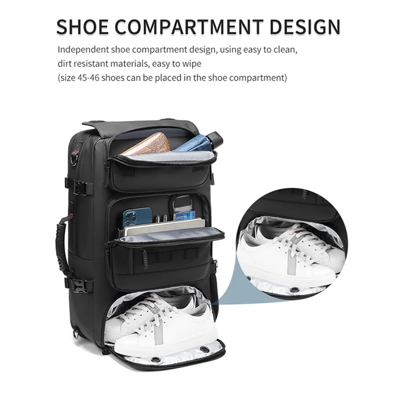 OUTWALK ALTW7768# 22-Inch Men's Outdoor Climbing Bag Large Capacity Travel Backpack - Black