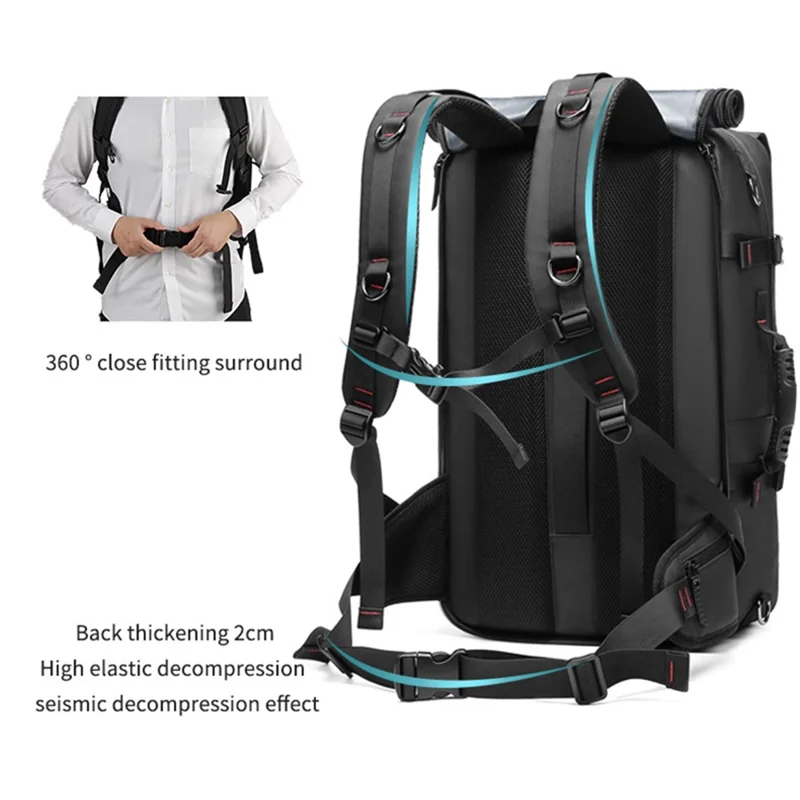 OUTWALK ALTW7768# 22-Inch Men's Outdoor Climbing Bag Large Capacity Travel Backpack - Black