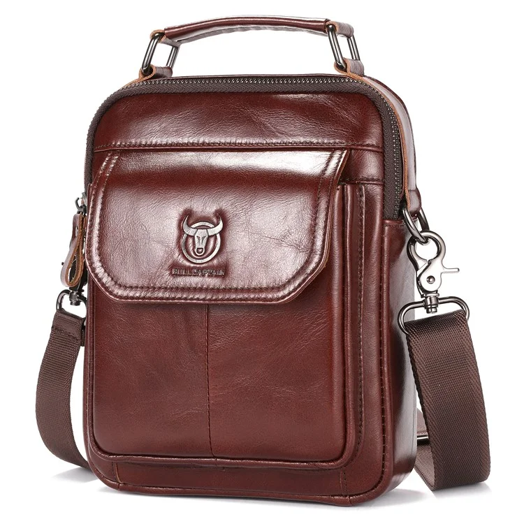 BULLCAPTAIN 049 Borsa a tracolla in pelle bovina vintage per uomo - Coffee