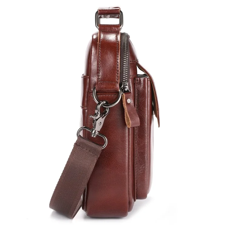 BULLCAPTAIN 049 Borsa a tracolla in pelle bovina vintage per uomo - Coffee