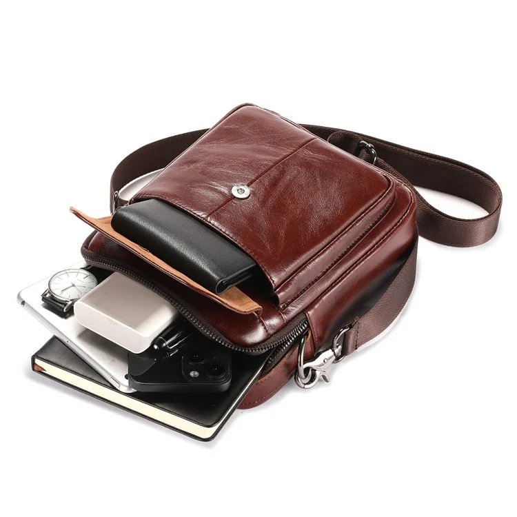 BULLCAPTAIN 049 Borsa a tracolla in pelle bovina vintage per uomo - Coffee