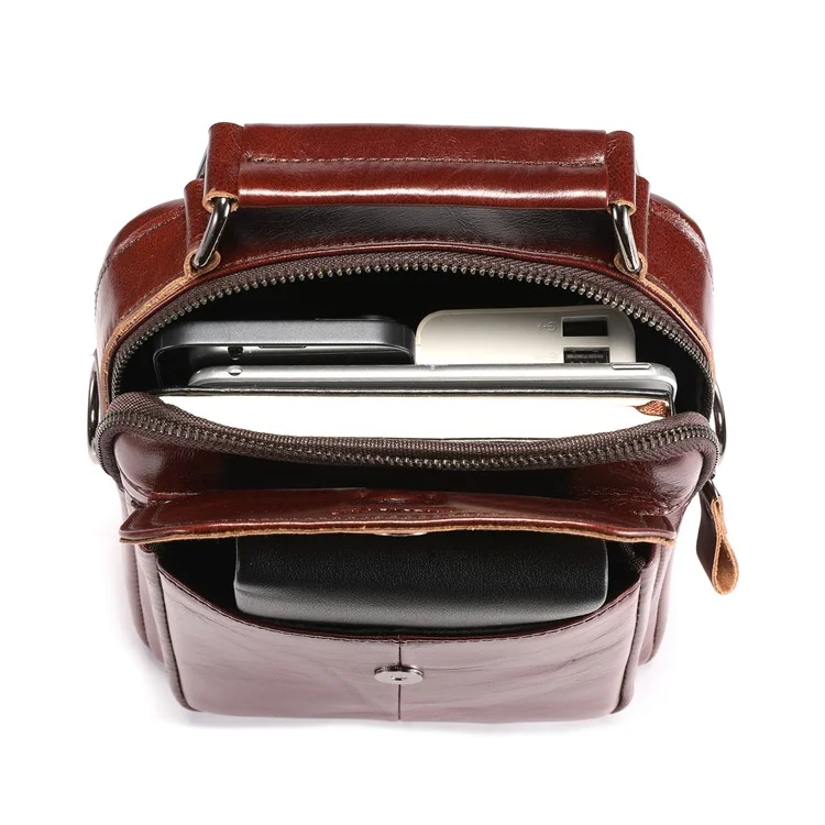 BULLCAPTAIN 049 Borsa a tracolla in pelle bovina vintage per uomo - Coffee