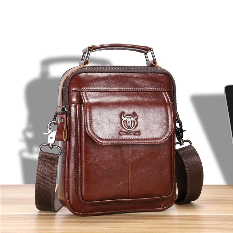 BULLCAPTAIN 049 Borsa a tracolla in pelle bovina vintage per uomo - Coffee