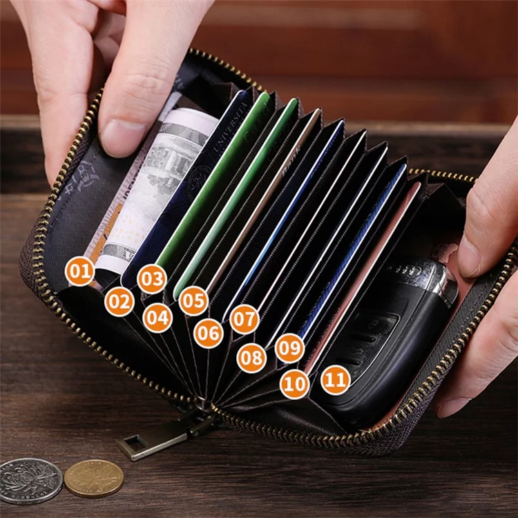 BULLCAPTAIN 475 Full Grain Cow Leather Card Bag Wallet RFID Blocking Cash Money Storage Pouch for Men, Women - Yellow