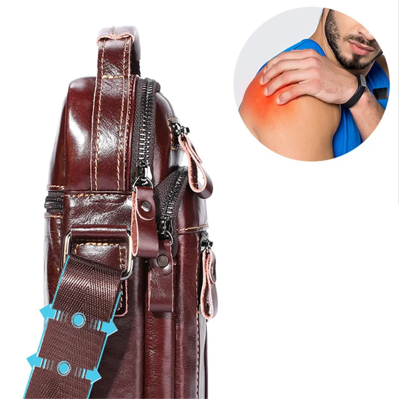 BULLCAPTAIN 400 Men's Crossbody Bag Cowhide Leather Messenger Bag Large Daypack - Coffee