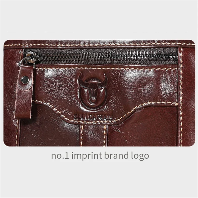 BULLCAPTAIN 400 Men's Crossbody Bag Cowhide Leather Messenger Bag Large Daypack - Coffee