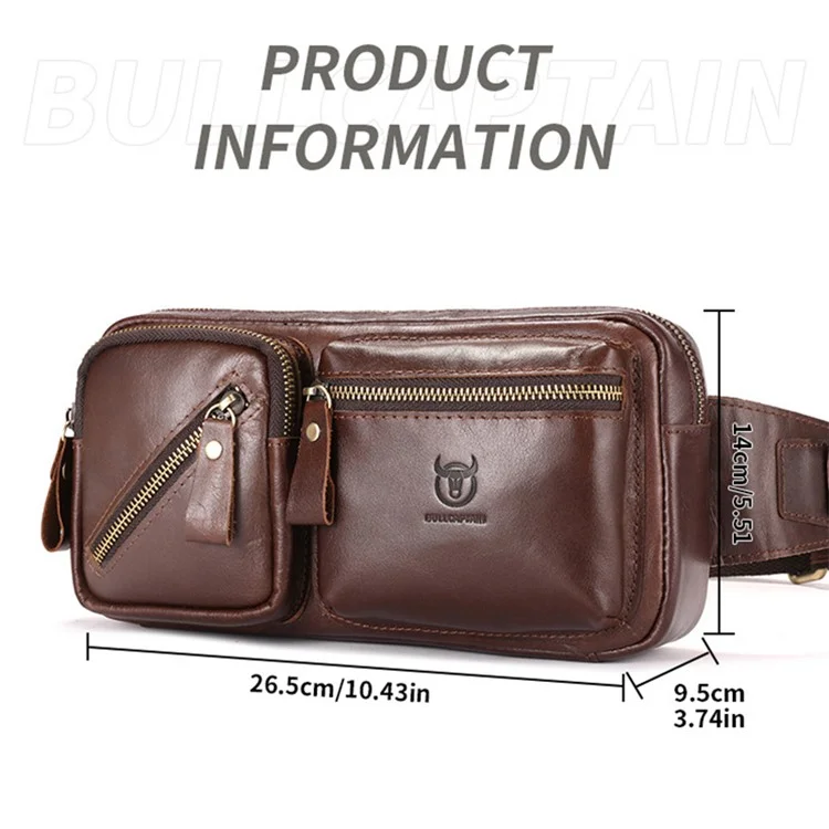 BULLCAPTAIN 082 Travel Outdoor Herren Brusttasche Oberleder Tasche - Kaffee