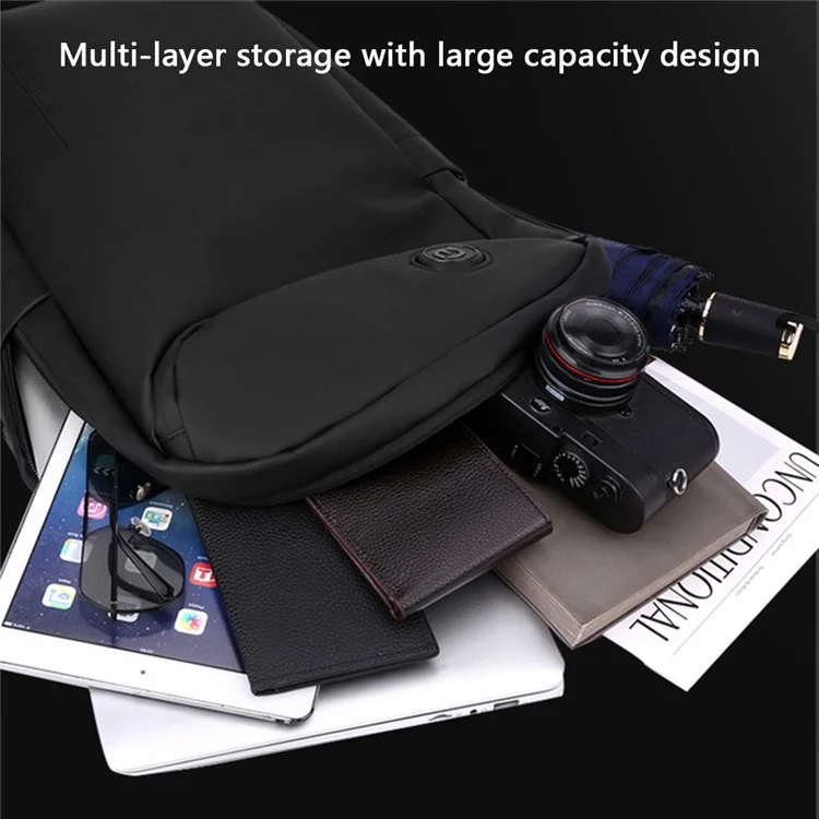 WEPOWER 1276 Business Men Waterproof Nylon Laptop Backpack Travel Shoulder Bag - Black