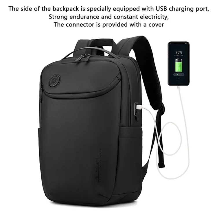 WEPOWER 1276 Business Men Waterproof Nylon Laptop Backpack Travel Shoulder Bag - Black