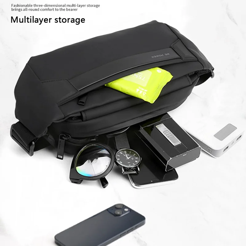 WEPOWER 1235 Casual Nylon Chest Pack Waterproof Men Crossbody Bag - Black