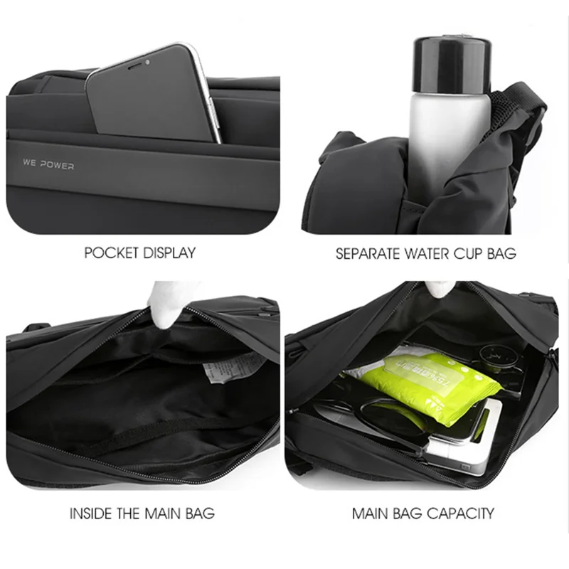 WEPOWER 1235 Casual Nylon Chest Pack Waterproof Men Crossbody Bag - Black