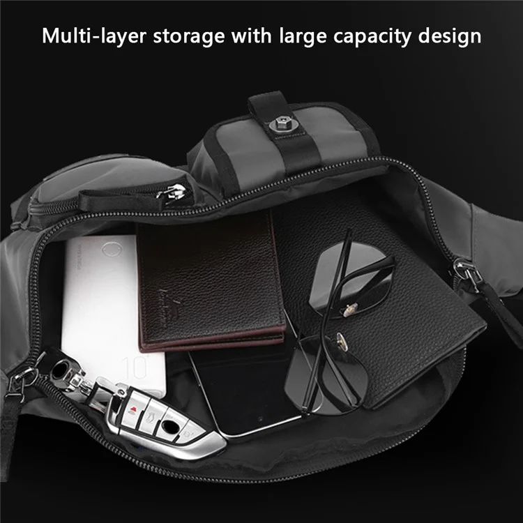 WEPOWER 1864 Waterproof Nylon Chest Bag Men's Fanny Pack Waist Bag Crossbody Bag - Dark Blue