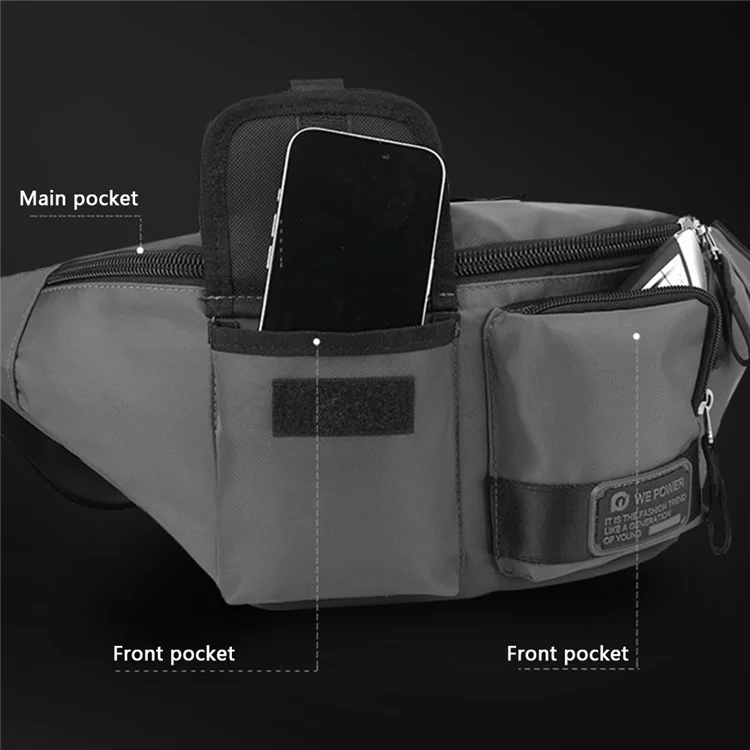 WEPOWER 1864 Waterproof Nylon Chest Bag Men's Fanny Pack Waist Bag Crossbody Bag - Dark Blue