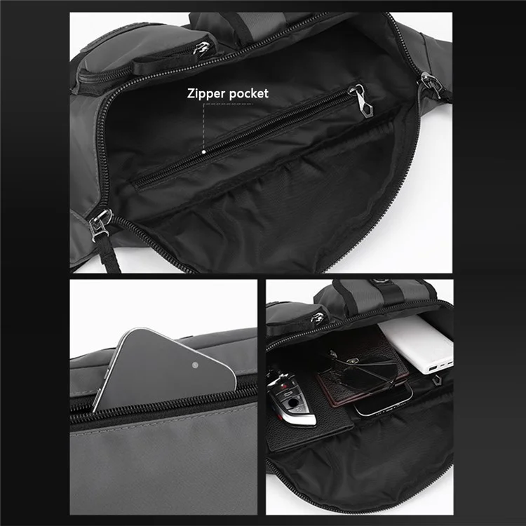 WEPOWER 1864 Waterproof Nylon Chest Bag Men's Fanny Pack Waist Bag Crossbody Bag - Dark Blue