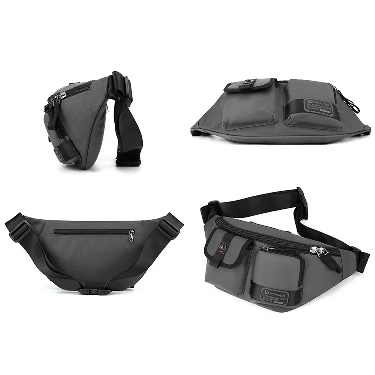 WEPOWER 1864 Waterproof Nylon Chest Bag Men's Fanny Pack Waist Bag Crossbody Bag - Dark Blue