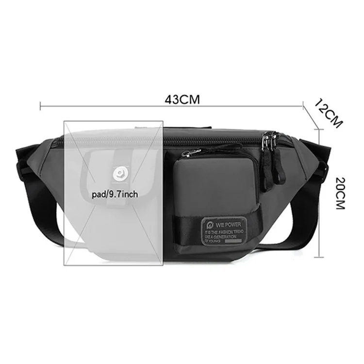 WEPOWER 1864 Waterproof Nylon Chest Bag Men's Fanny Pack Waist Bag Crossbody Bag - Dark Blue