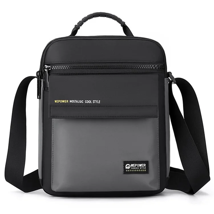 WEPOWER 58 Hombre Casual Anti-Splash Nylon Single Shoulder Crossbody Bag, Tamaño L - Gris