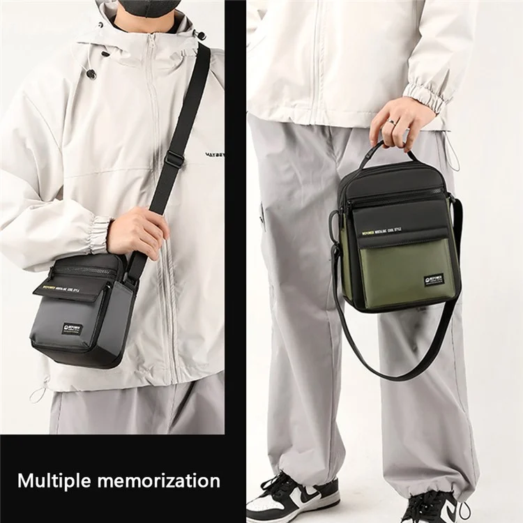 WEPOWER 58 Hombre Casual Anti-Splash Nylon Single Shoulder Crossbody Bag, Tamaño L - Gris