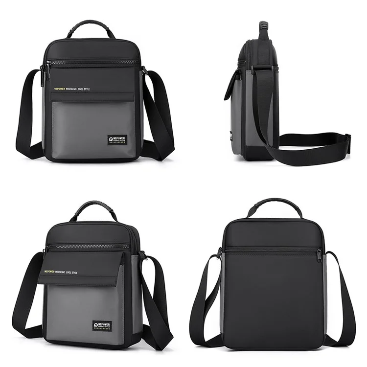 WEPOWER 58 Hombre Casual Anti-Splash Nylon Single Shoulder Crossbody Bag, Tamaño L - Gris