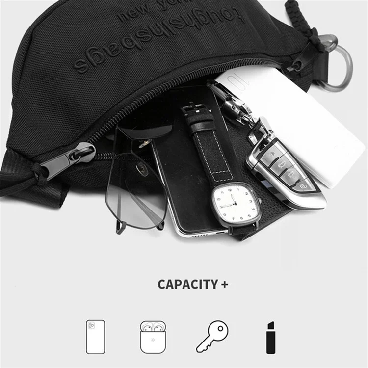 TOUGH SLHS 846 Unisex Casual Crossbody Bag Nylon Wasserdicht Einzelnes Schultertuch, Größe S - Schwarz