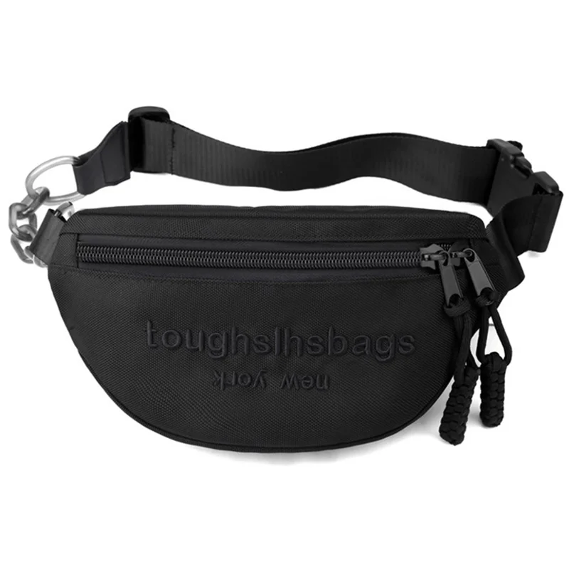 TOUGH SLHS 813 Crossbody Bag Waterproof Nylon Chest Pack for Men Women, Size L - Black