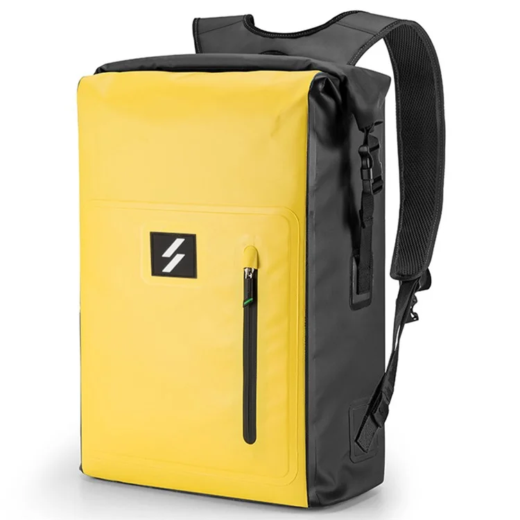 SZ-AS-032 Zaino impermeabile in PVC da 25 L con design di separazione bagnato e asciutto, per escursionismo, sport acquatici - Giallo
