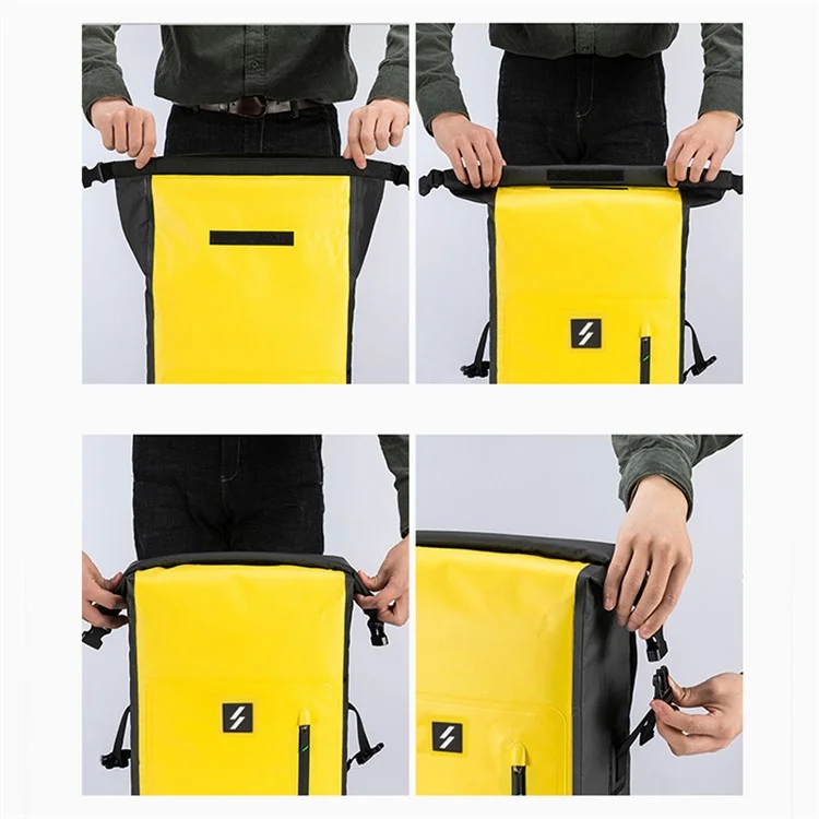 SZ-AS-032 Zaino impermeabile in PVC da 25 L con design di separazione bagnato e asciutto, per escursionismo, sport acquatici - Giallo
