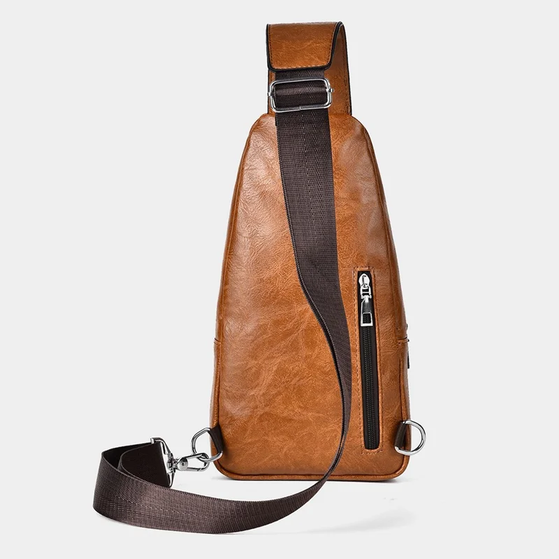 WEIXIER X327 PU Leather Chest Pack for iPad 7.9-inch Vintage Men Crossbody Bag - Dark Brown