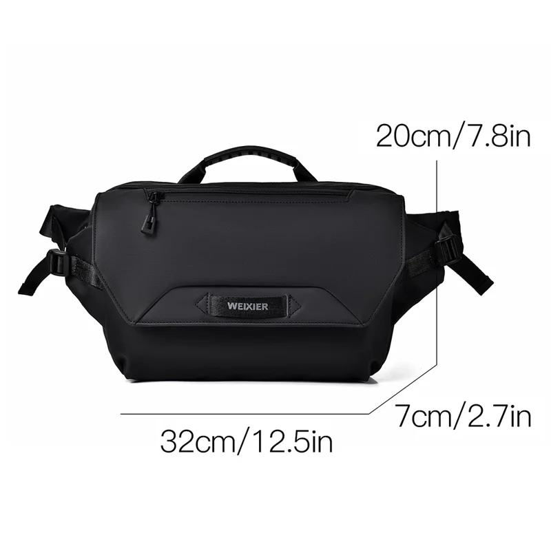 WEIXIER D511 Waterproof Nylon Crossbody Bag Men Travel Chest Bag, 32x7x20cm - Black