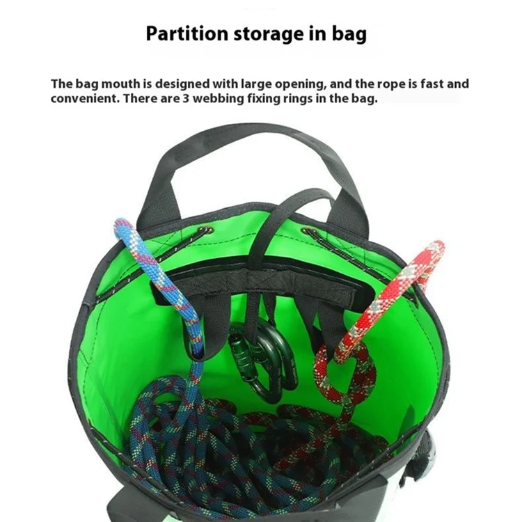 XINDA XD-BAG21 30L Bergsteigeseil-Aufbewahrungstasche mit Wasserablauflöchern - Design Wanderrucksack - Grün