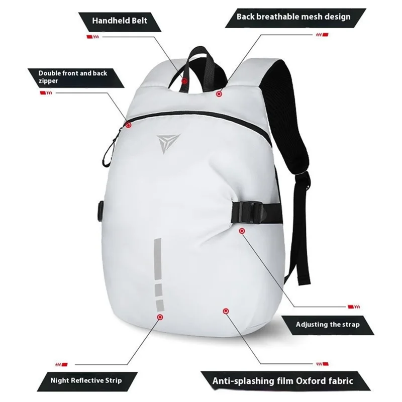 MOTOWOLF MDL0726 Motorcycle Helmet Backpack Large Capacity Waterproof 900D Storage Bag - White