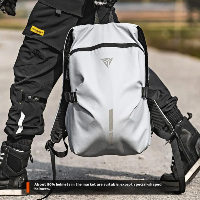 MOTOWOLF MDL0726 Motorcycle Helmet Backpack Large Capacity Waterproof 900D Storage Bag - White