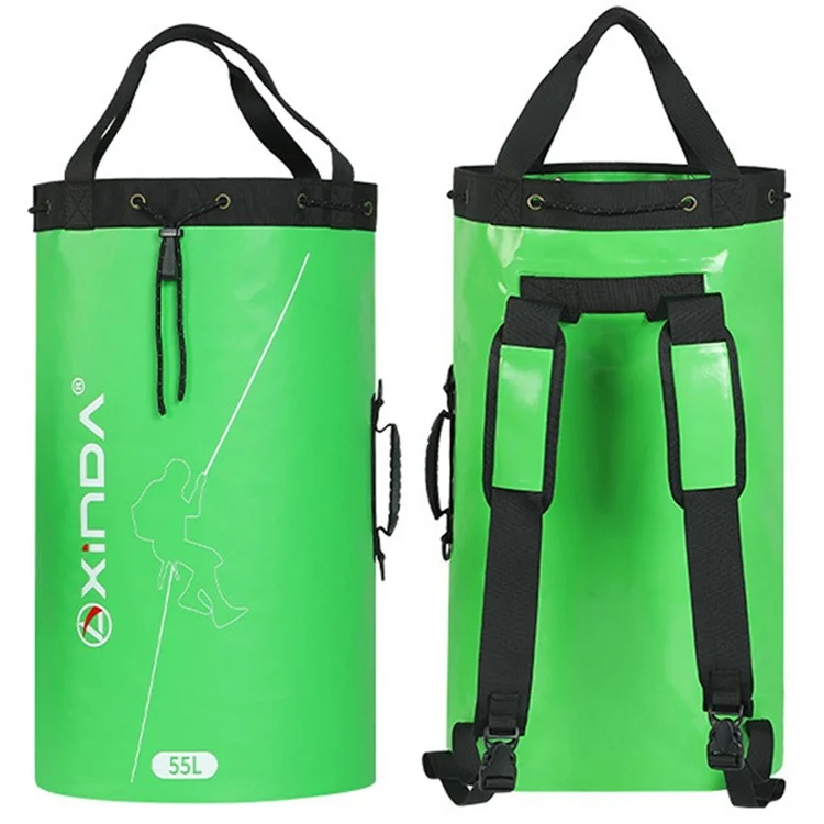 XINDA XD-BAG21 55L PVC Climbing Rope Bag Outdoor Rock Climbing Caving Rope Organizer Drainable Backpack - Green
