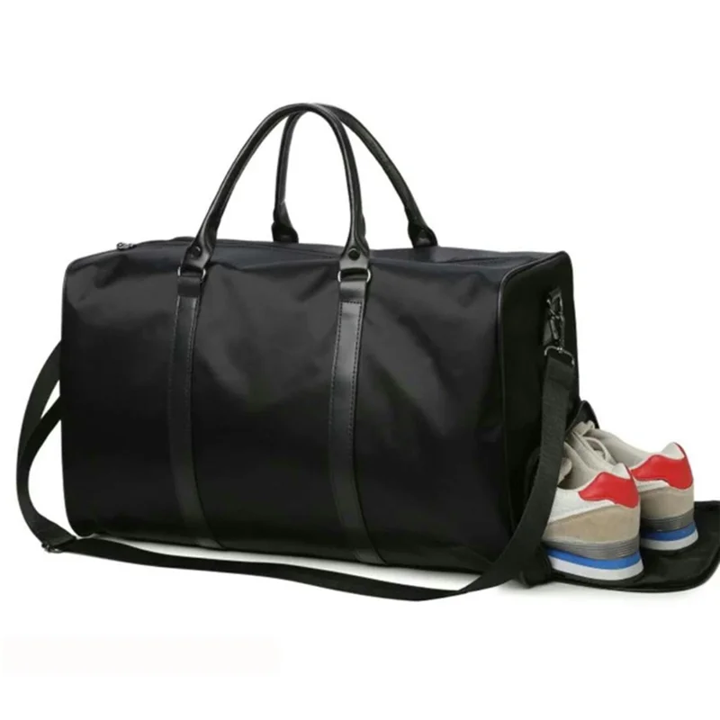 Nylon Sports Gym Bag Waterproof Travel Duffel Bag with Shoes Compartment, Size: S