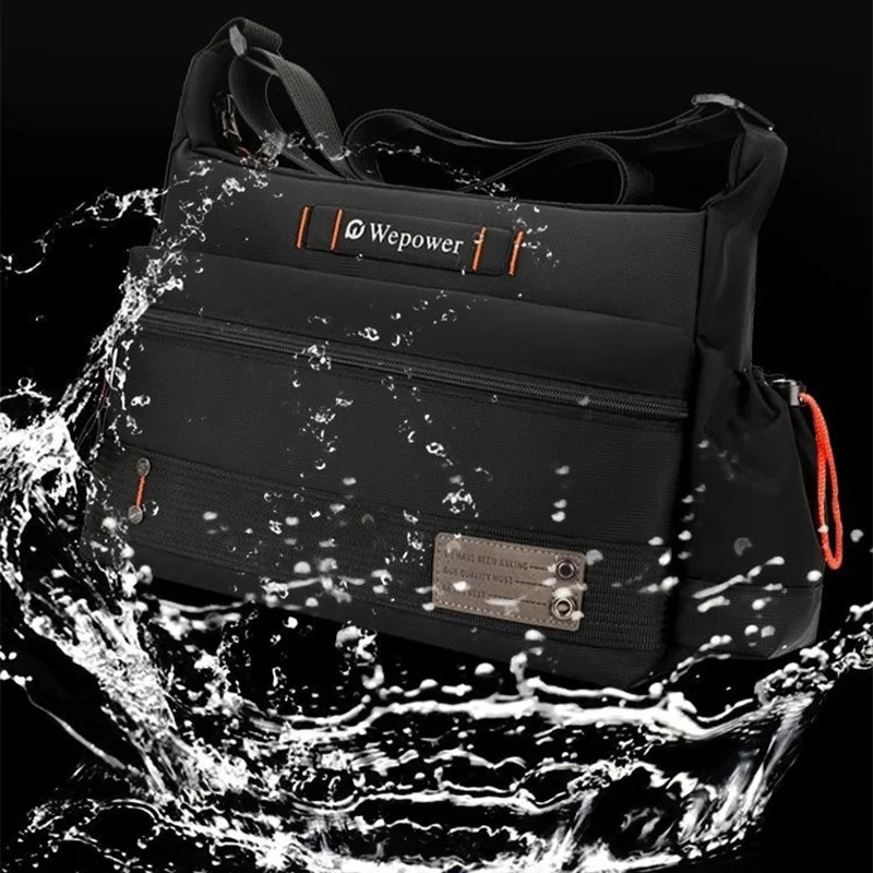 WEPOWER 8103 Men Casual All-Match Nylon Single Shoulder Crossbody Bag - Black