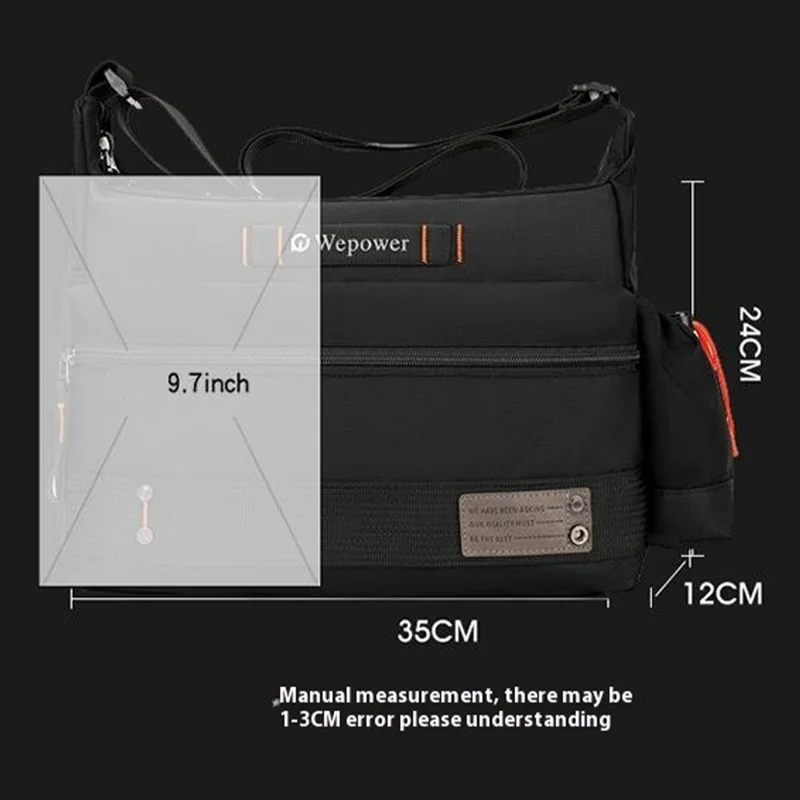 WEPOWER 8103 Men Casual All-Match Nylon Single Shoulder Crossbody Bag - Black