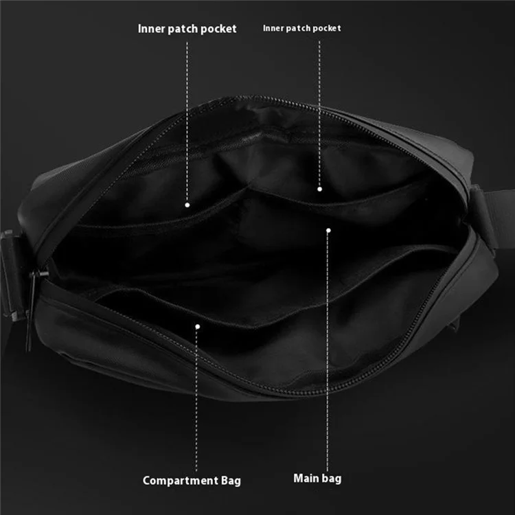WEPOWER 7670 Borsa Messenger casual da uomo Impermeabile in Nylon Piccola Borsa a Tracolla - Nero