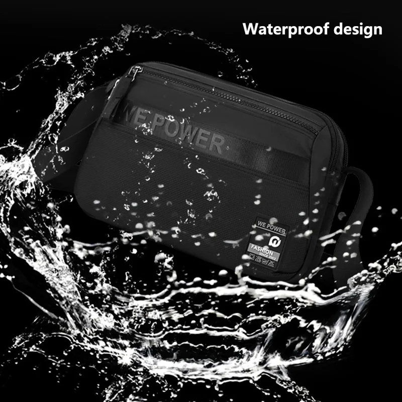 WEPOWER 8703 Men Lightweight Shoulder Bag Waterproof Nylon Small Square Crossbody Bag - Black