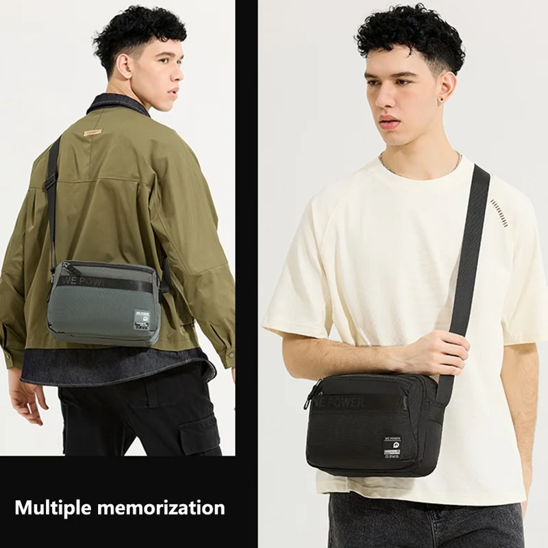WEPOWER 8703 Men Lightweight Shoulder Bag Waterproof Nylon Small Square Crossbody Bag - Black