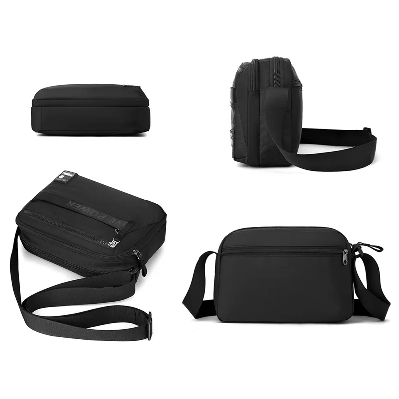 WEPOWER 8703 Men Lightweight Shoulder Bag Waterproof Nylon Small Square Crossbody Bag - Black