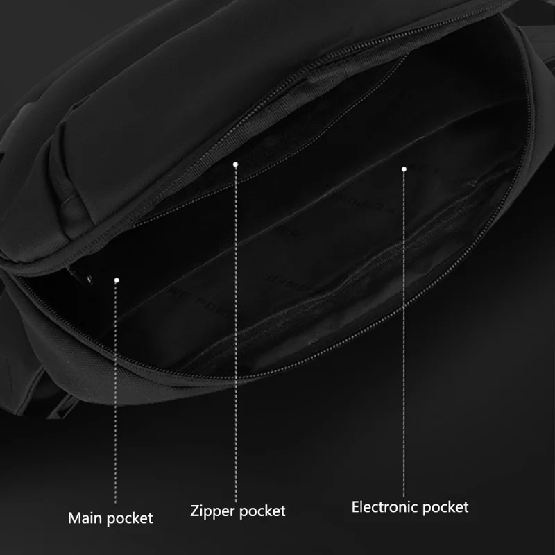 WEPOWER 1272 Men Single Shoulder Chest Bag Nylon Waist Pack Casual Crossbody Bag - Black