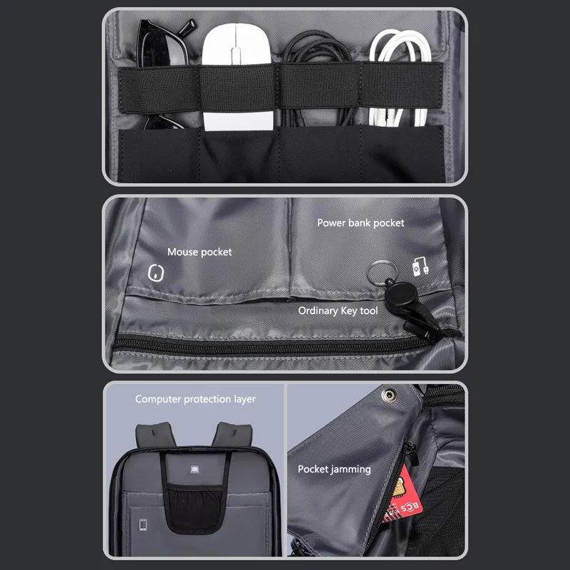 MARK RYDEN MR7917 17.3 inch Laptop Backpack Hardshell Business Travel Backpack with Anti-Theft Lock - Black